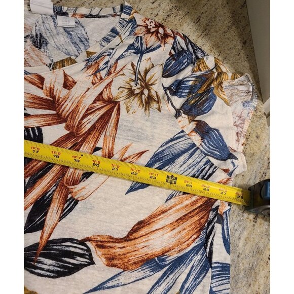 Lot of 2 Womens Plus Size 2X 100% Linen T shirts Stripe Floral - Picture 12 of 16